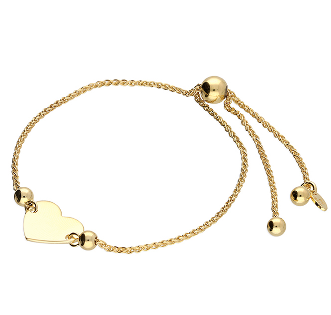 Yellow Gold Large Heart Slider Bracelet