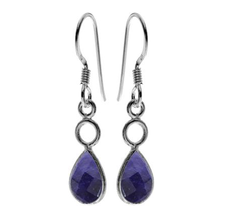 Sapphire Teardrop Circle Drop Earrings