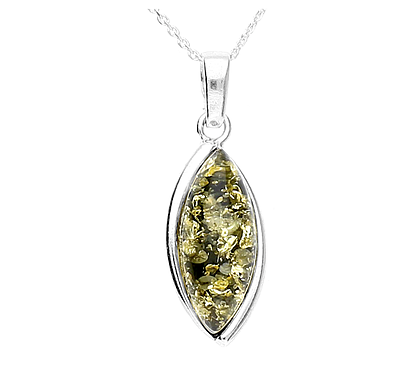 Green Amber Marquis Pendant