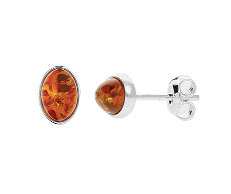 Amber Small Oval Stud Earrings