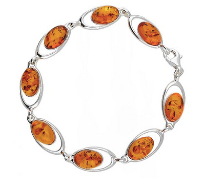 Oval Amber Link Bracelet