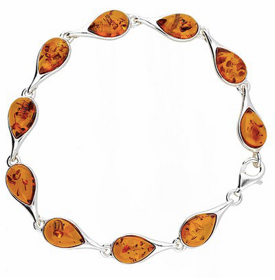 Pear Shaped Amber Link Bracelet