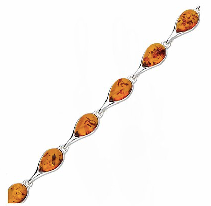Pear Shaped Amber Link Bracelet