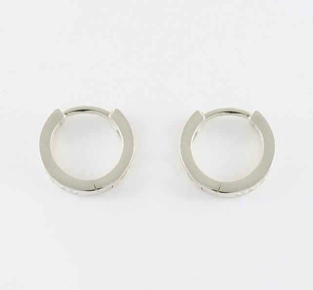 Silver CZ Huggie Hoop Earrings