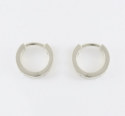 Silver CZ Huggie Hoop Earrings