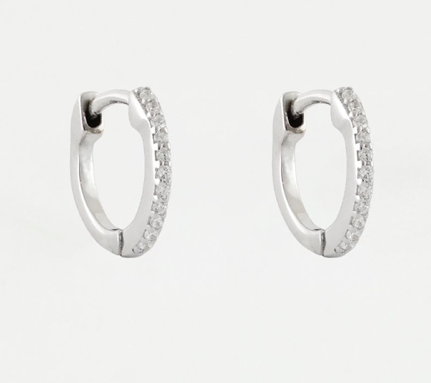 Silver Micro CZ Huggie Hoop Earrings