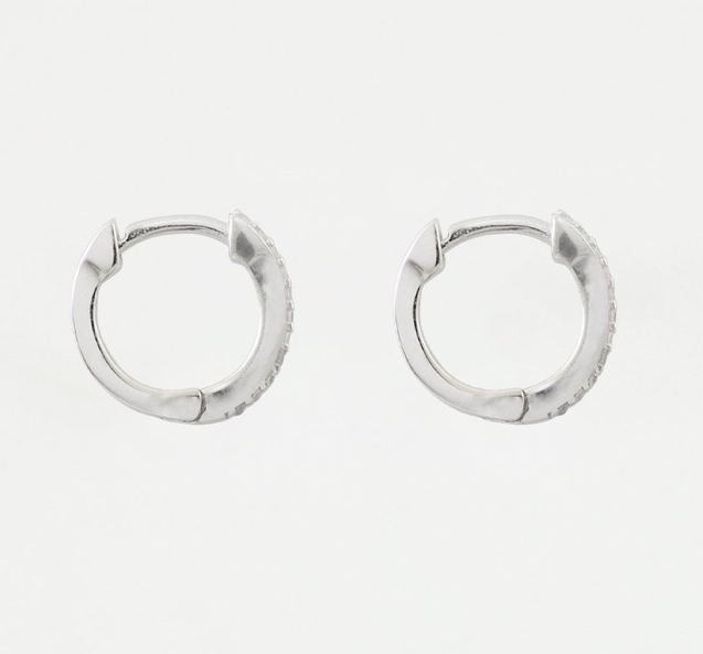 Silver Micro CZ Huggie Hoop Earrings