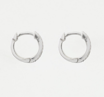 Silver Micro CZ Huggie Hoop Earrings