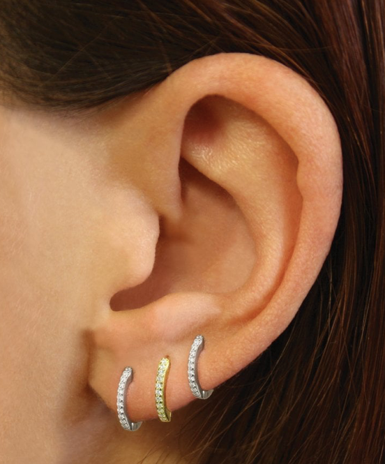Silver Micro CZ Huggie Hoop Earrings