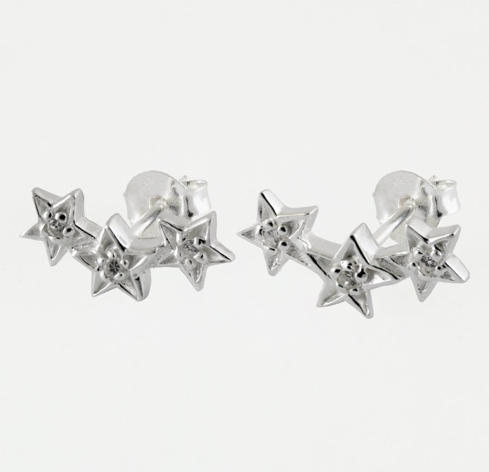 Tripple Star CZ Ear Climbers