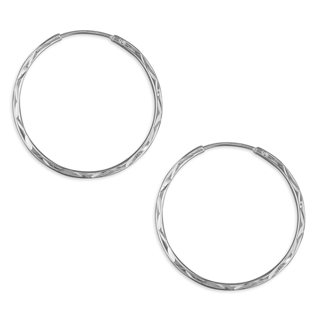 25mm Diamond Cut Sleeper Hoop Earrings