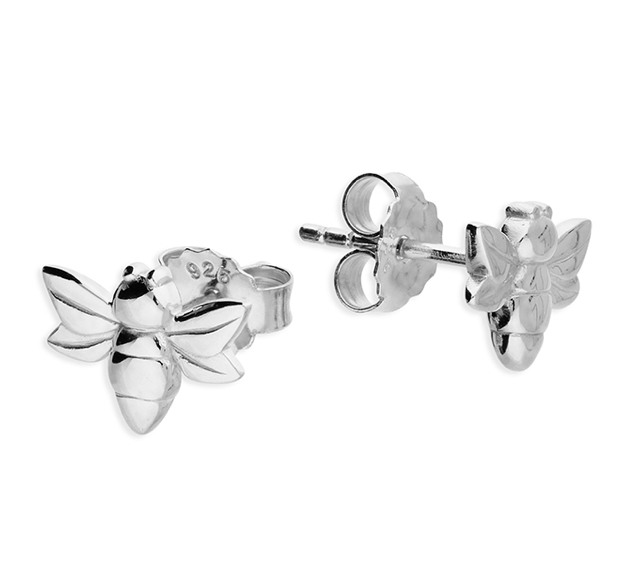 Silver Baby Bee Stud Earrings