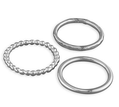 set of 3 silver stacking rings