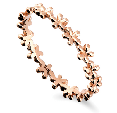 rose gold flowers stacking ring