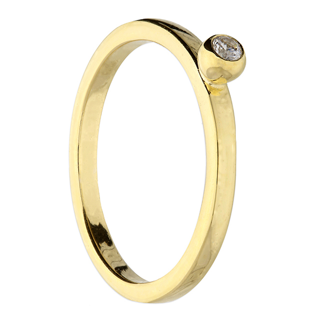 gold stacking ring with cz stone