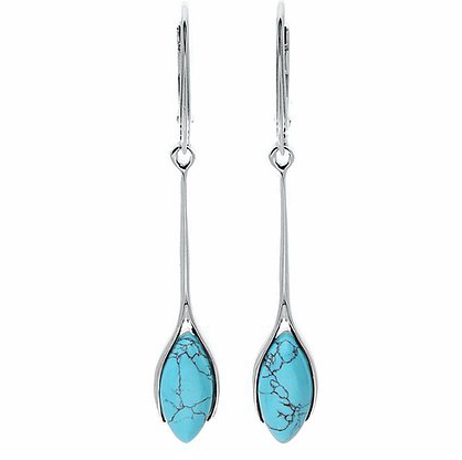 Turquoise Marquis Long Drop Earrings