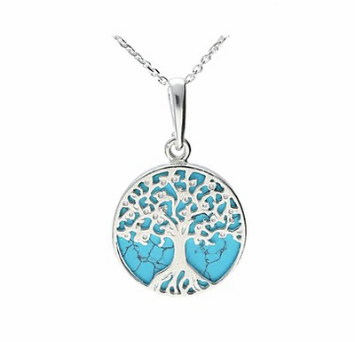 Turquoise Tree of Life Reversible Disc Pendant