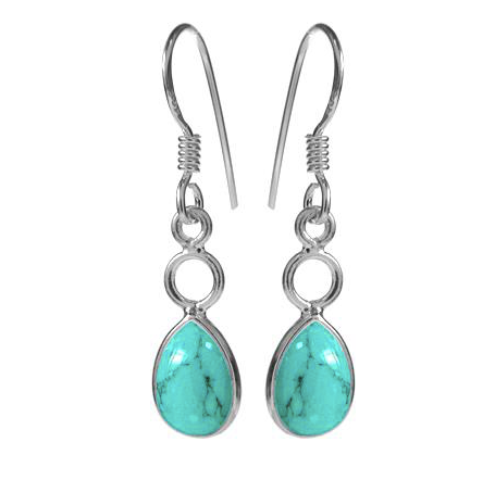 Turquoise Teardrop Circle Drop Earrings