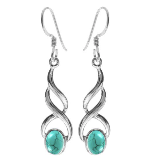 Turquoise Long Swirl Drop earrings