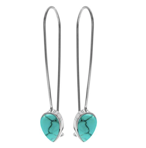 Teardrop Turquoise Wire Drop Earrings