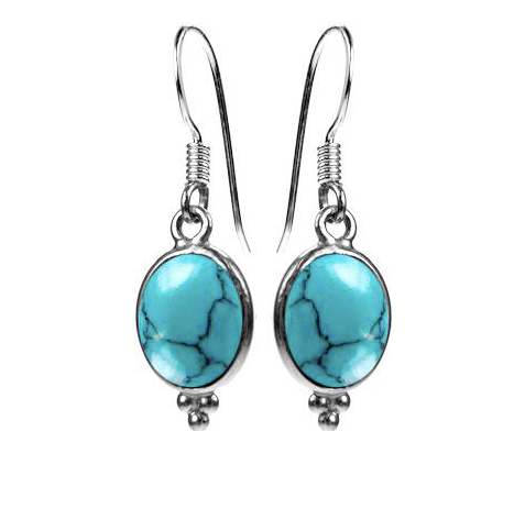 Oval Turquoise Drop Earrings