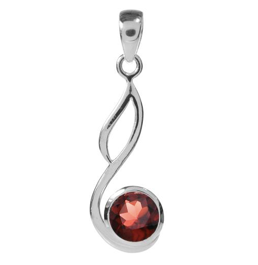 long silver garnet pendant