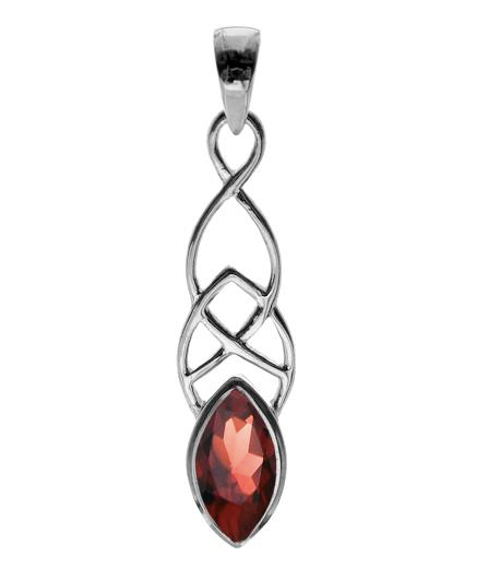 silver celtic design garnet pendant