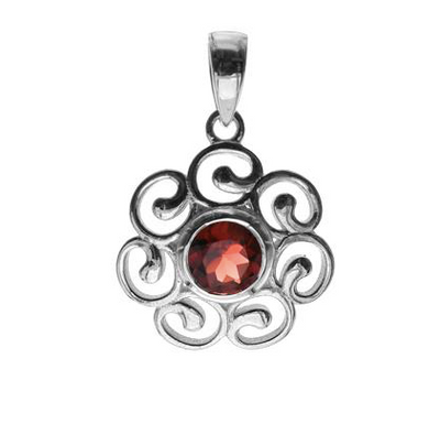 Garnet Flower Pendant