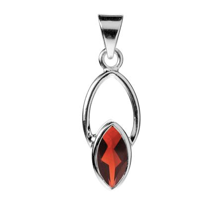 Open Marquis Garnet & Silver pendant