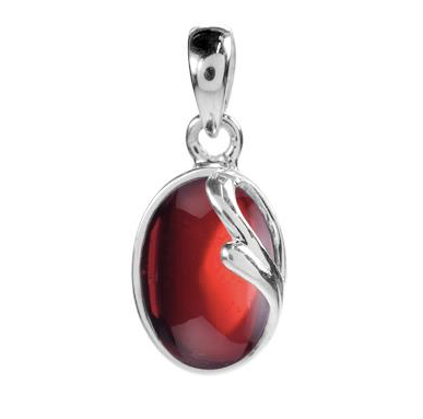 Fancy silver Oval Garnet Pendant