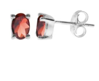 Oval Garnet Claw Set Stud Earrings