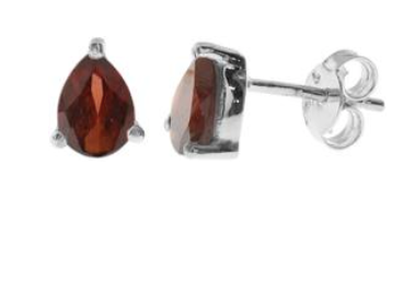 Teardrop Garnet Claw Set Stud Earrings