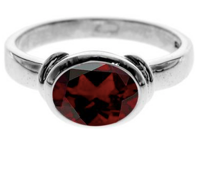 Chunky Oval Garnet Silver Ring