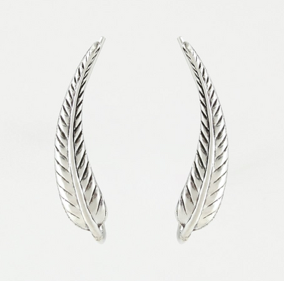 Feather Ear Climber Stud Earrings