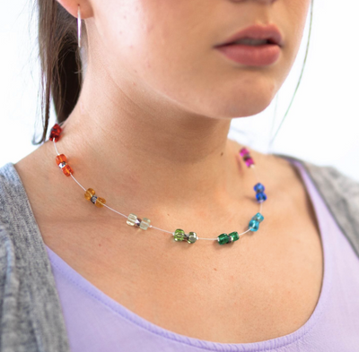 Carrie Elspeth Rainbow Sparkle Spaced Necklace