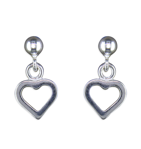 Open Heart Small Drop Stud Earrings