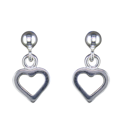 Open Heart Small Drop Stud Earrings