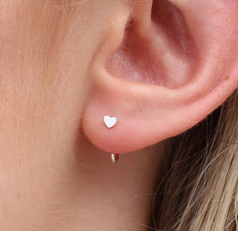 Heart Half Hoop Pull Through Earrings