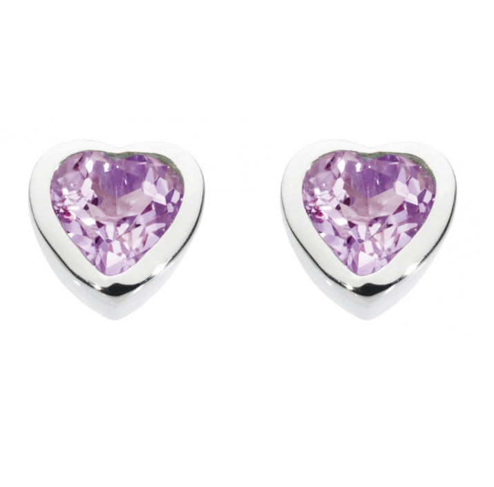 Dew Amethyst Heart Stud Earrings