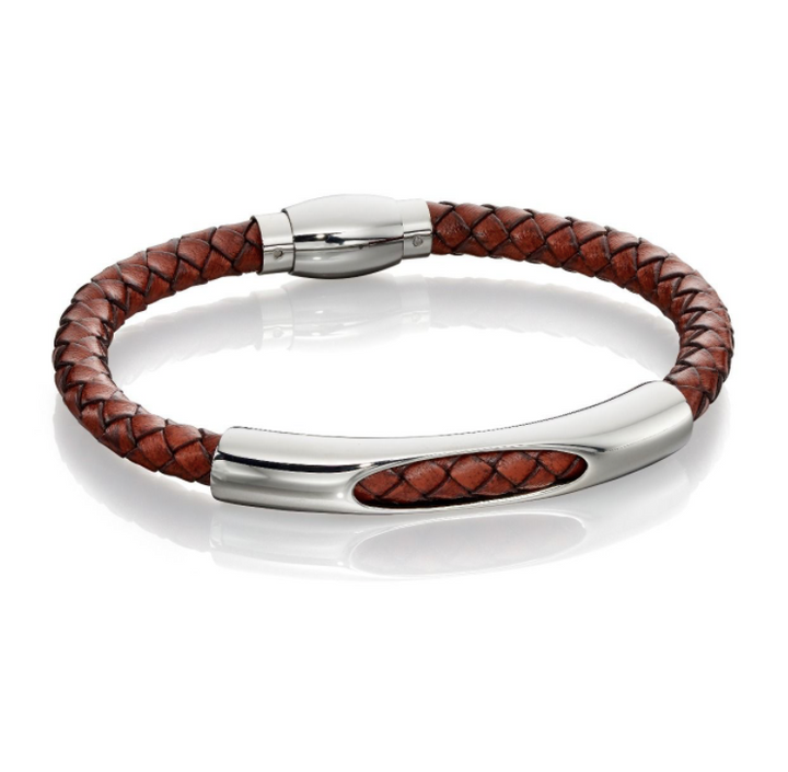 Fred Bennett Mens Open Bar Leather Bracelet – The Real Thing Jewellery