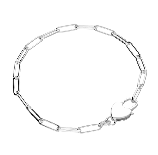 Silver Heart Padlock Bracelet