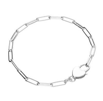 Silver Heart Padlock Bracelet