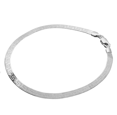 Silver Greek Key Omega Bracelet