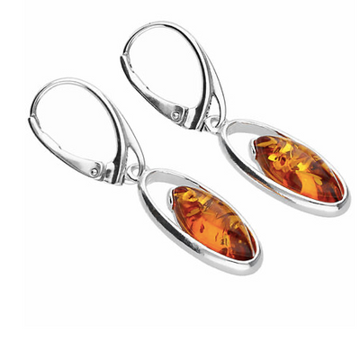 Oval Amber Drop Earrings