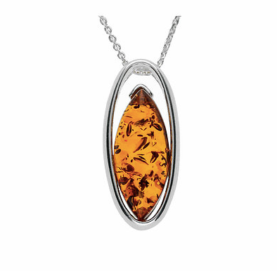 Oval Amber Pendant sterling silver