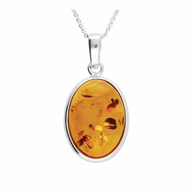 Chunky Oval Amber Pendant