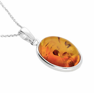 Chunky Oval Amber Pendant