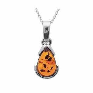 sterling silver Small Amber Tear Drop Pendant