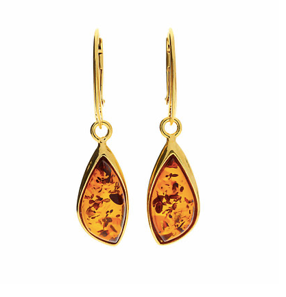 Gold Amber Marquis Drop Earrings