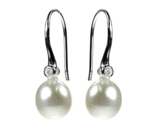 Oval Pearl Crystal Drop Earrings